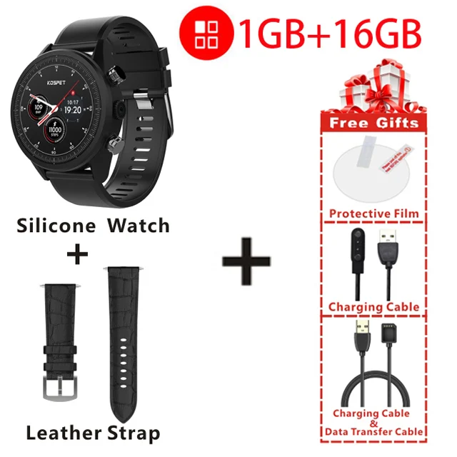 16G Leather strap Kospet надежда 4G LTE мобильные Смарт-часы Android7.1.1 Камера 3 GB+ 32 ГБ Bluetooth Ip67 Водонепроницаемый 1,3 дюймовый сенсорный Screenreen часы - Цвет: 16G Leather strap
