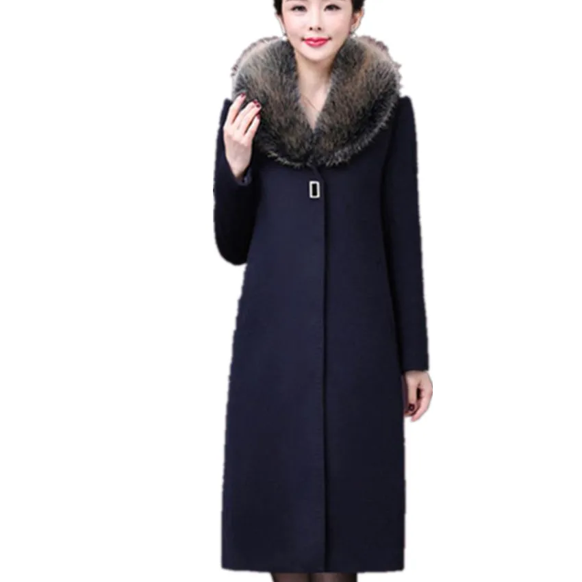 Новинка 2020 женское длинное шерстяное пальто среднего возраста зимнее теплое