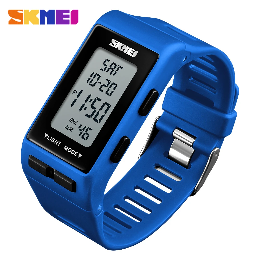 Blue SKMEI цифровые часы мужские Роскошные водонепроницаемые спортивные часы светодиодный электронные часы женские наручные часы браслет ремешок relogio masculino - Цвет: Blue