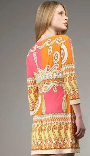 2019 epucci Italian Designer Brands Dress Women's 3/4 Sleeve Geometry Print Stretch Jersey Silk Plus Size XXL | Женская одежда