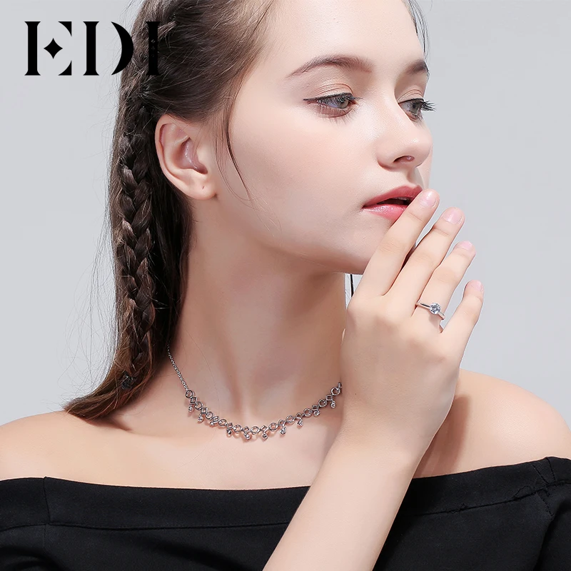 EDI Solitaire Рубин 1CT бриллиант, Муассанит обручальные кольца с брилиантами для женщин 14k 585 Белое золото обручальные кольца ювелирные изделия