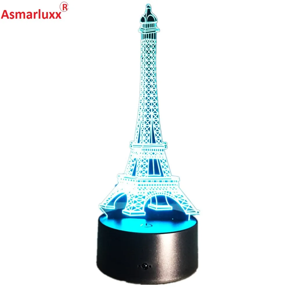 3D светодиодный иллюзионный USB светильник s La Tour Эйфелева башня настольная лампа с красочными мигающими украшениями светильник светодиодный настольная лампа домашний Декор подарок