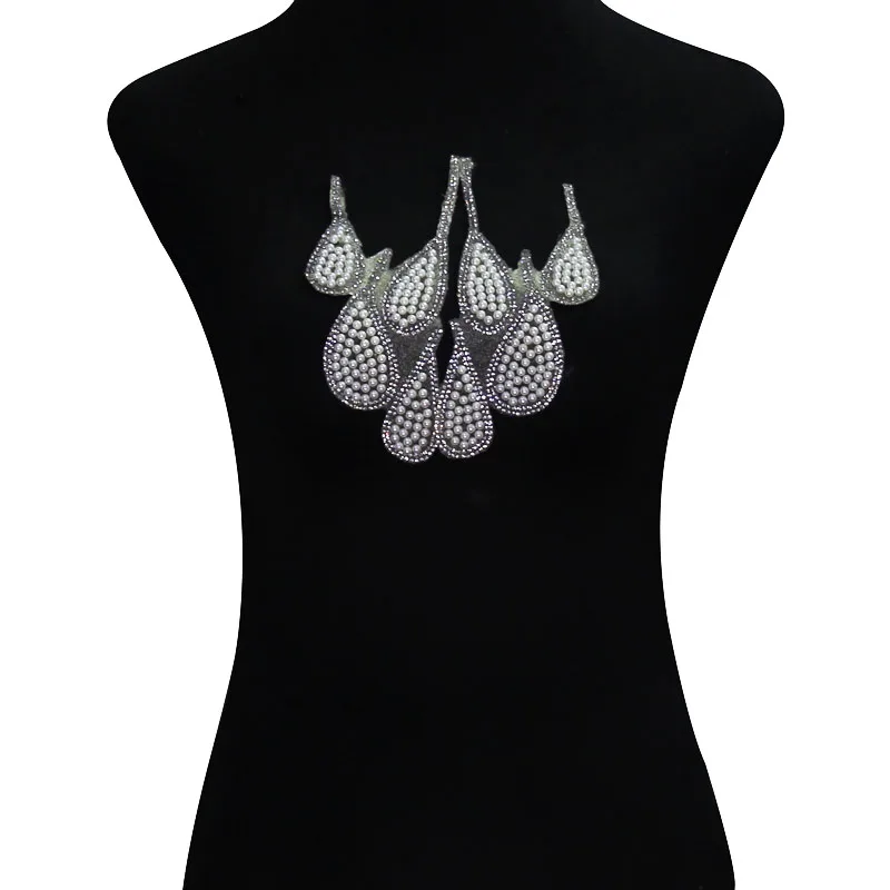 Зеркальная пара листья горячая фиксация хрустальные нашивки с бисером стразы