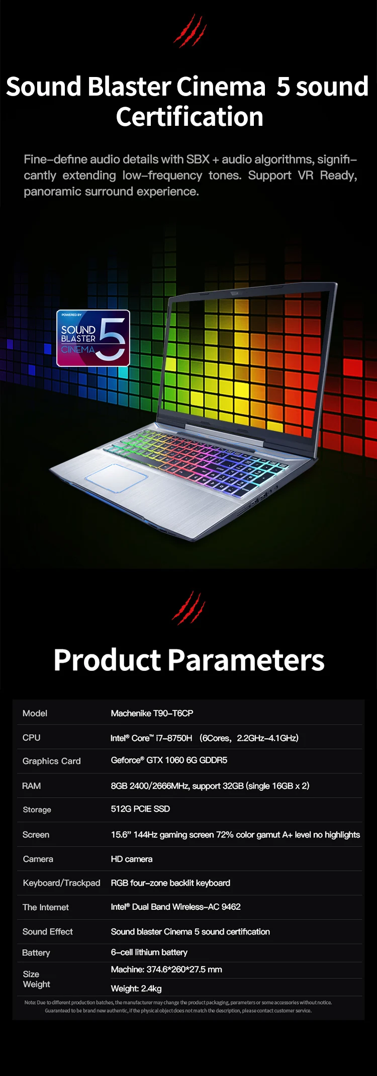 Игровой ноутбук Machenike T90-T6C(Intel Core i7-8750H+ GTX 1060 6G/8GB ram/256G SSD/15,6 ''144Hz72% NTSC) ноутбук Machenike-brande