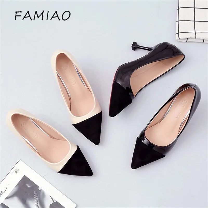 FAMIAO Для женщин насосы очень пикантные женские туфли на высоком каблуке 8 см