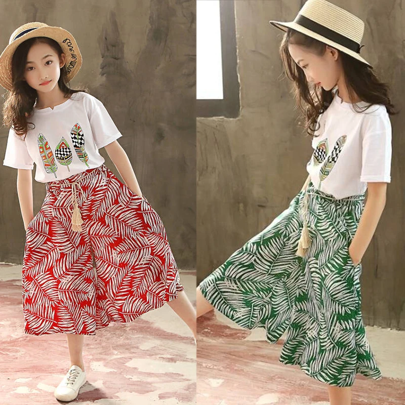 Одежда для маленьких девочек футболка с короткими рукавами + свободные