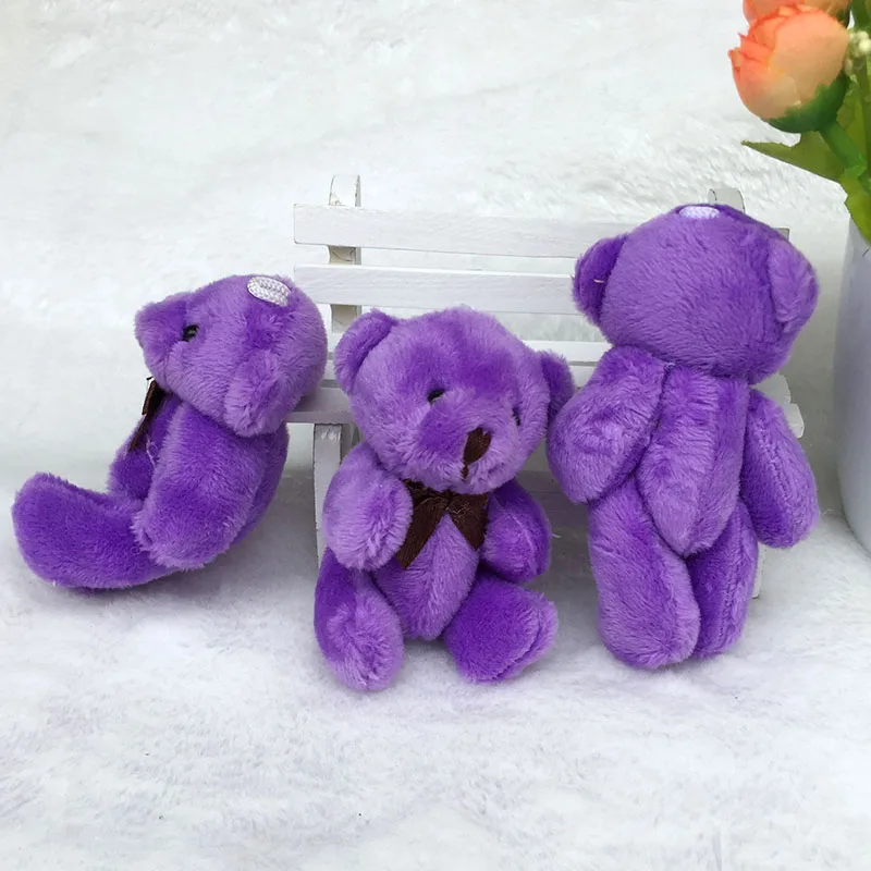 100PCS/LOT Mini Teddy Bear Stuffed Plush Toys 8CM Small PURPLE pelucia Pendant Kids Birthday Gift HMR044 | Игрушки и хобби