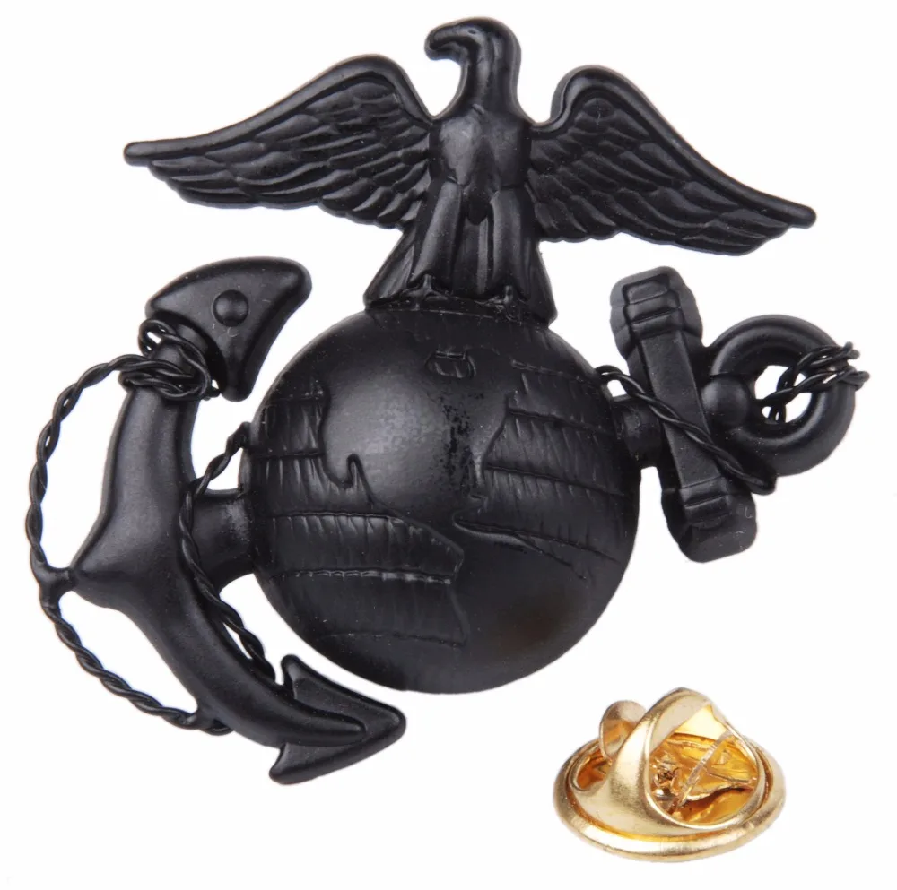 Металлическая шляпа значок черный офицер USMC времен Второй мировой войны в
