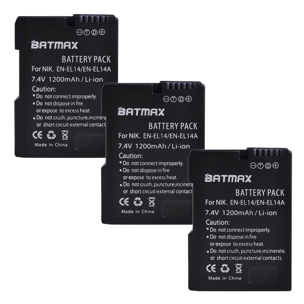 3Pc EN-EL14 EN-EL14a EL14 Battery + LCD USB Dual Charger Type C for Nikon P7800 P7100 D3400 D5500 D5300 D5200 Df. | Электроника