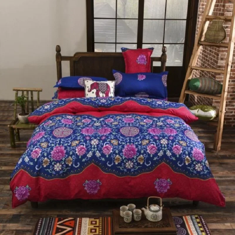 Фото Комплект постельного белья в этническом стиле из 4 предметов роскошное