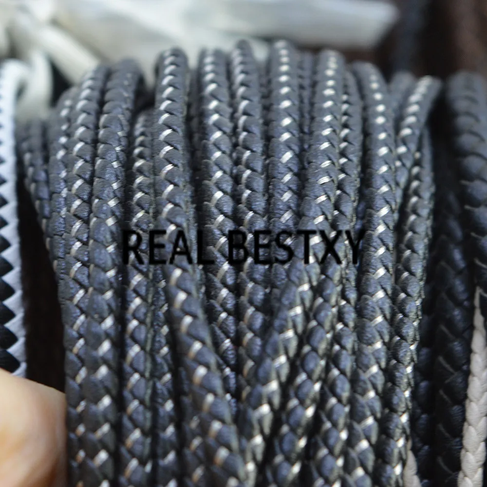 REAL BESTXY 5m/lot 4mm/black Braided leather Cord Leather DIY Handmade Beading Bracelet Jewelry Making Round Thread with wire | Украшения и