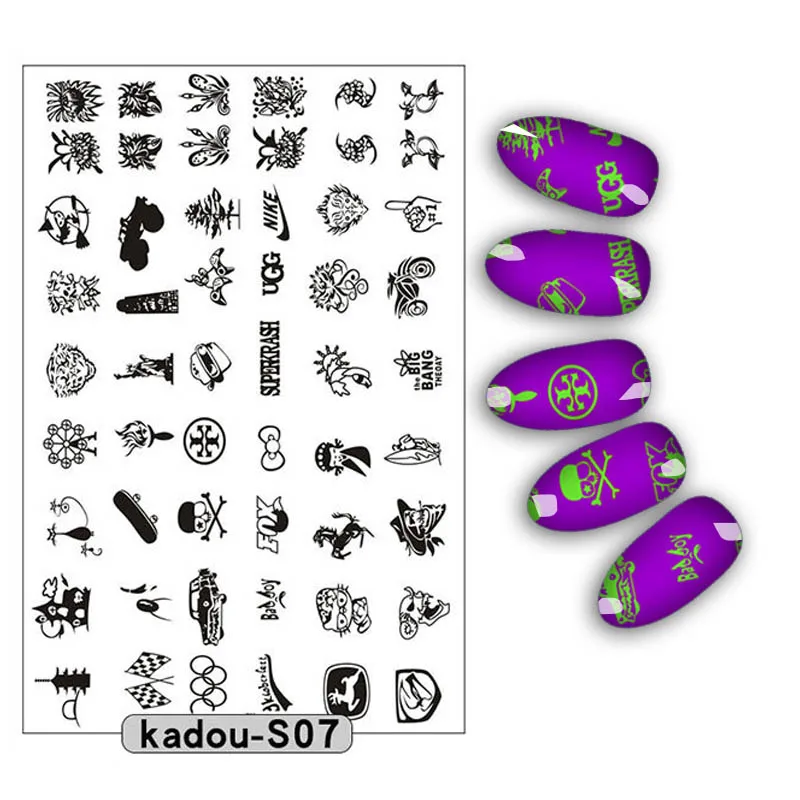 KADOUS7 1 шт. пластины для штамповки ногтей 9,5*14,5 см геометрические буквы 3D DIY дизайн ногтей штамп штамповка шаблон изображения пластины - Цвет: KADOUS7