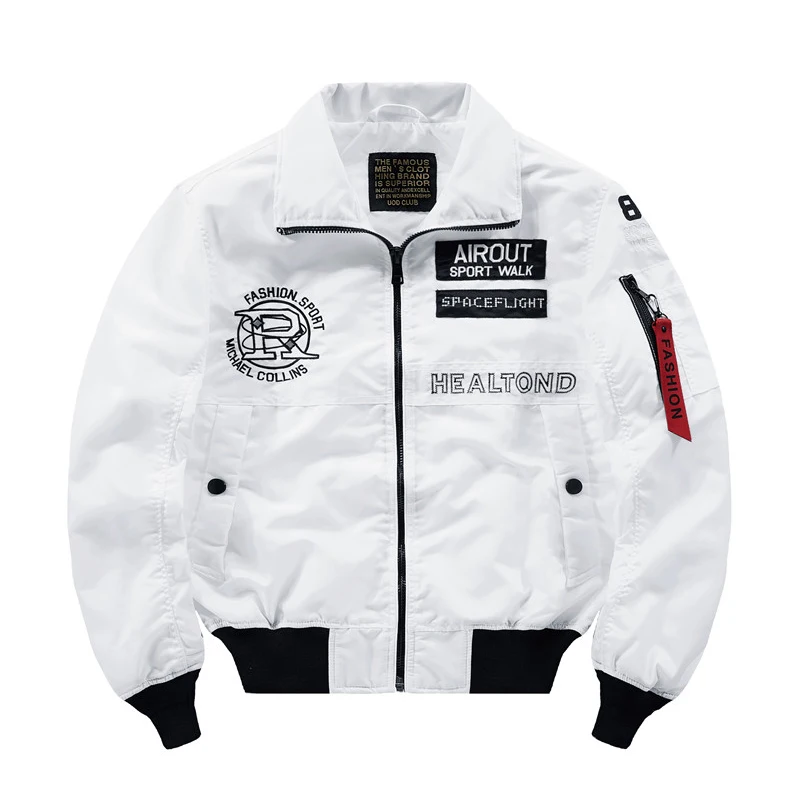 Мужская свободная куртка пилот в стиле хип хоп с вышивкой короткая бомбер