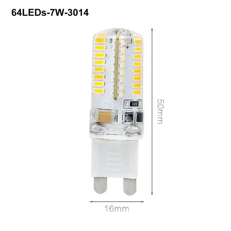 64LEDs 1 шт. Ampoule G9 светодиодный светильник для кукурузы 7 Вт 8 Вт 10 Вт 12 Вт 220 В, прожектор, лампа Bombillas для замены 20 Вт 30 Вт 40 Вт галогенная лампа 360 градусов Lamparas - Испускаемый цвет: 64LEDs