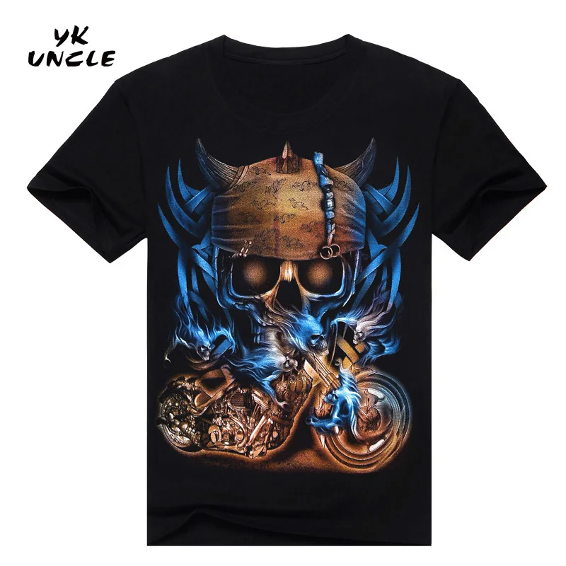 Футболка мужская в стиле хип хоп Повседневная рубашка с 3D принтом серпа черепа