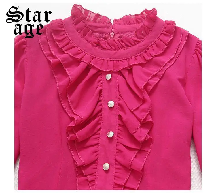 Женское шифоновое плиссированное платье с длинными рукавами и оборками | Женская