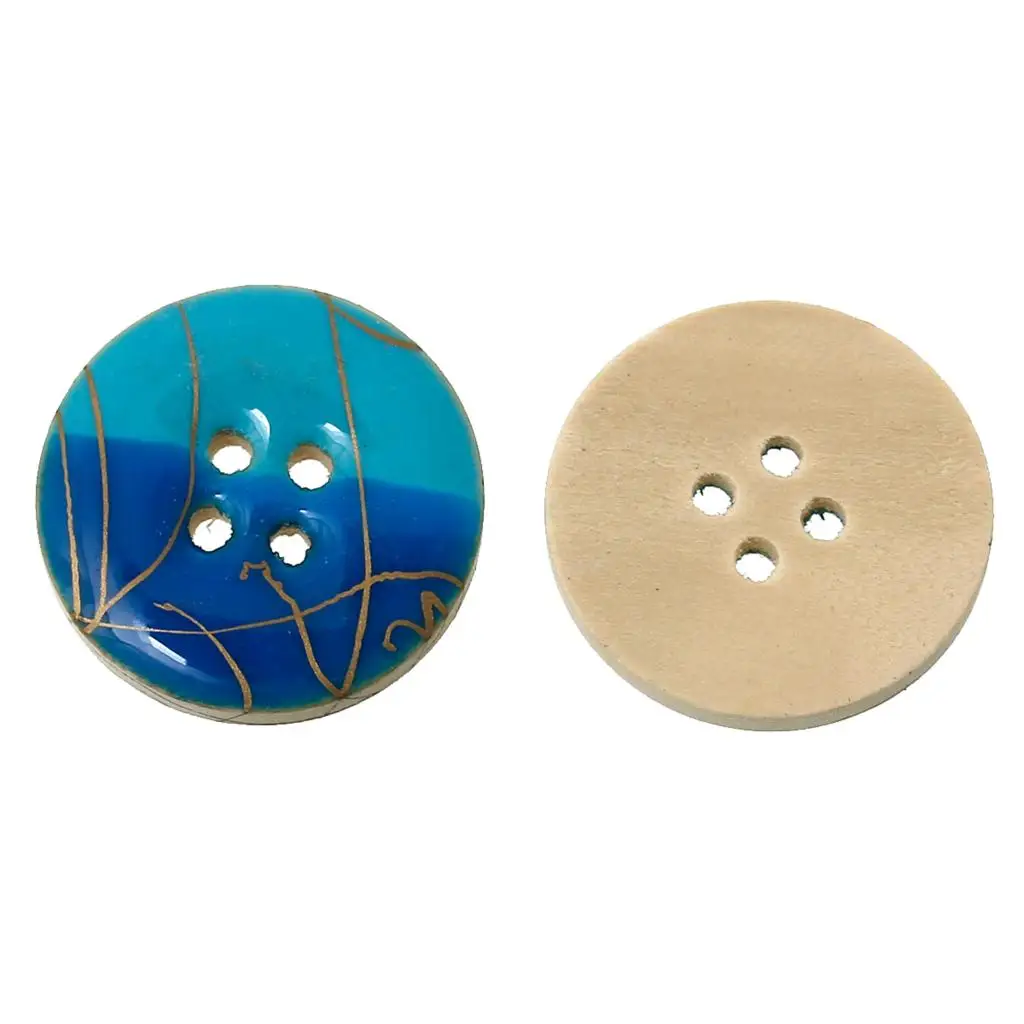 Дерево шитьё пуговица скрапбукинг круг синий 4 отверстия эмаль 20.0 мм ( 6 / 8 &quot )