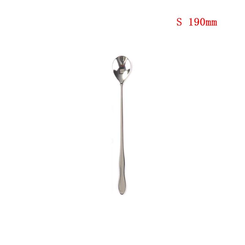 S 190mm 1 шт., ложка с длинной ручкой из нержавеющей стали, креативная кофейная ложка в Корейском стиле, ложка для мороженого, меда, десерта, три размера на выбор - Цвет: S 190mm