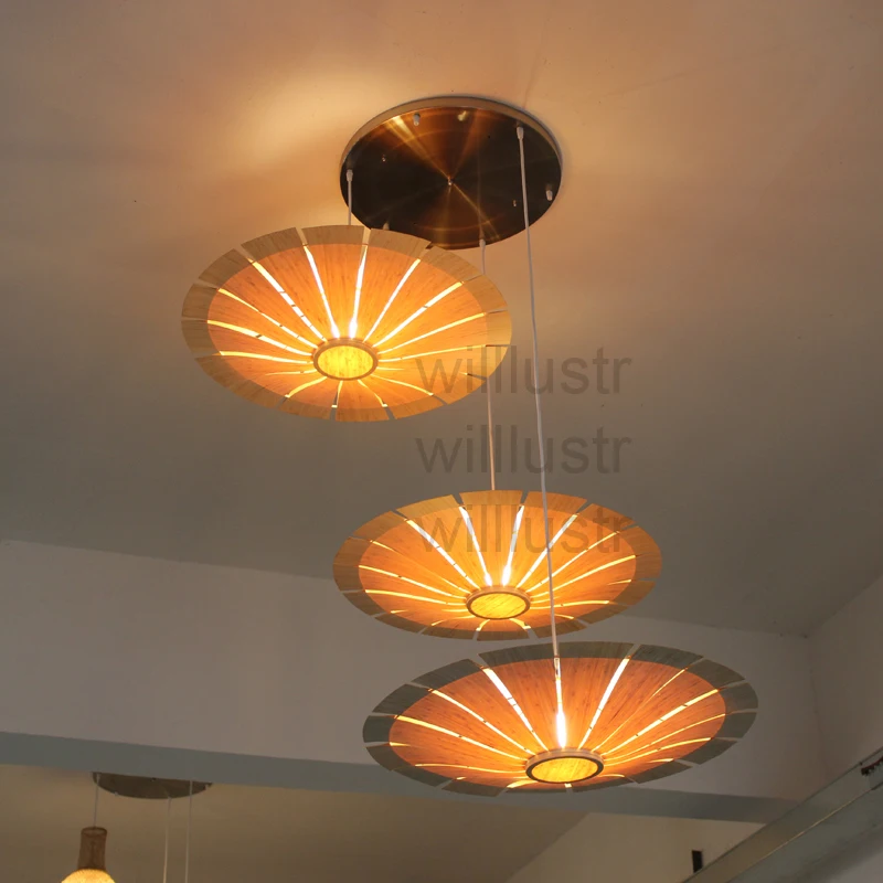 Современная бамбуковая Подвесная лампа НЛО зонтик пастырской Натуральный Отель