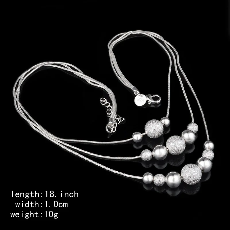 Bijoux 3 слоя бусы ожерелья и подвески звенья цепи Серебряный цвет ожерелье Женская