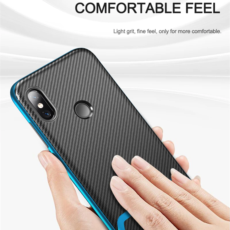 

for Xiaomi Redmi Note 6 Pro Case IPAKY for Redmi 6 6a Carbon Fiber Silicone PC Protect Armor Shockproof for Redmi 6 Pro Case
