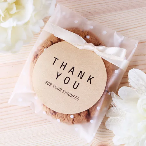 

Free shipping simple brown paper round Thank You sticker decorative sealing paster letter stickers decoration supplies