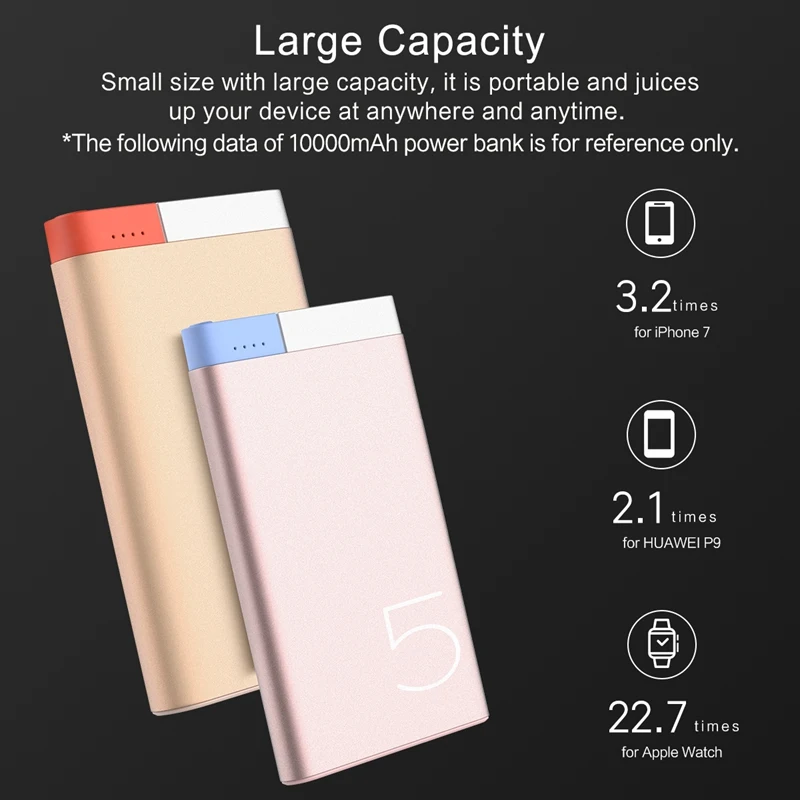 Рок ультра-тонкий 10000 мАч power Bank рок портативный тонкий полимерный металлический