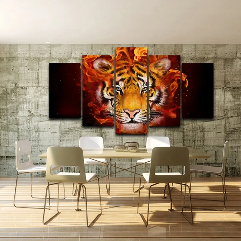 Artistic Print Drawing on Canvas Framed wall art pictures Spray Oil Painting Decoration Printed Decor for home Tiger Head AE0473 | Дом и сад