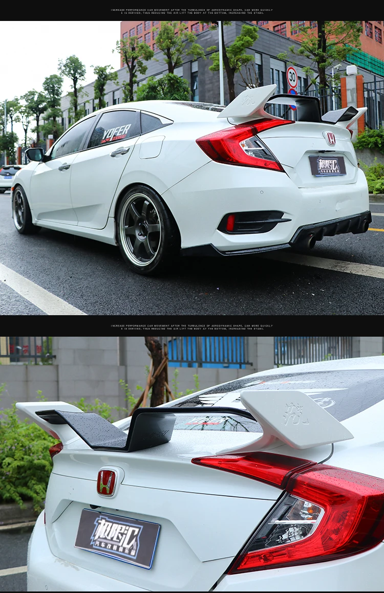 Для Honda Civic спойлер yofer стиль украшение автомобиля задняя крыша хвост крыло ABS пластик черный узор спойлер