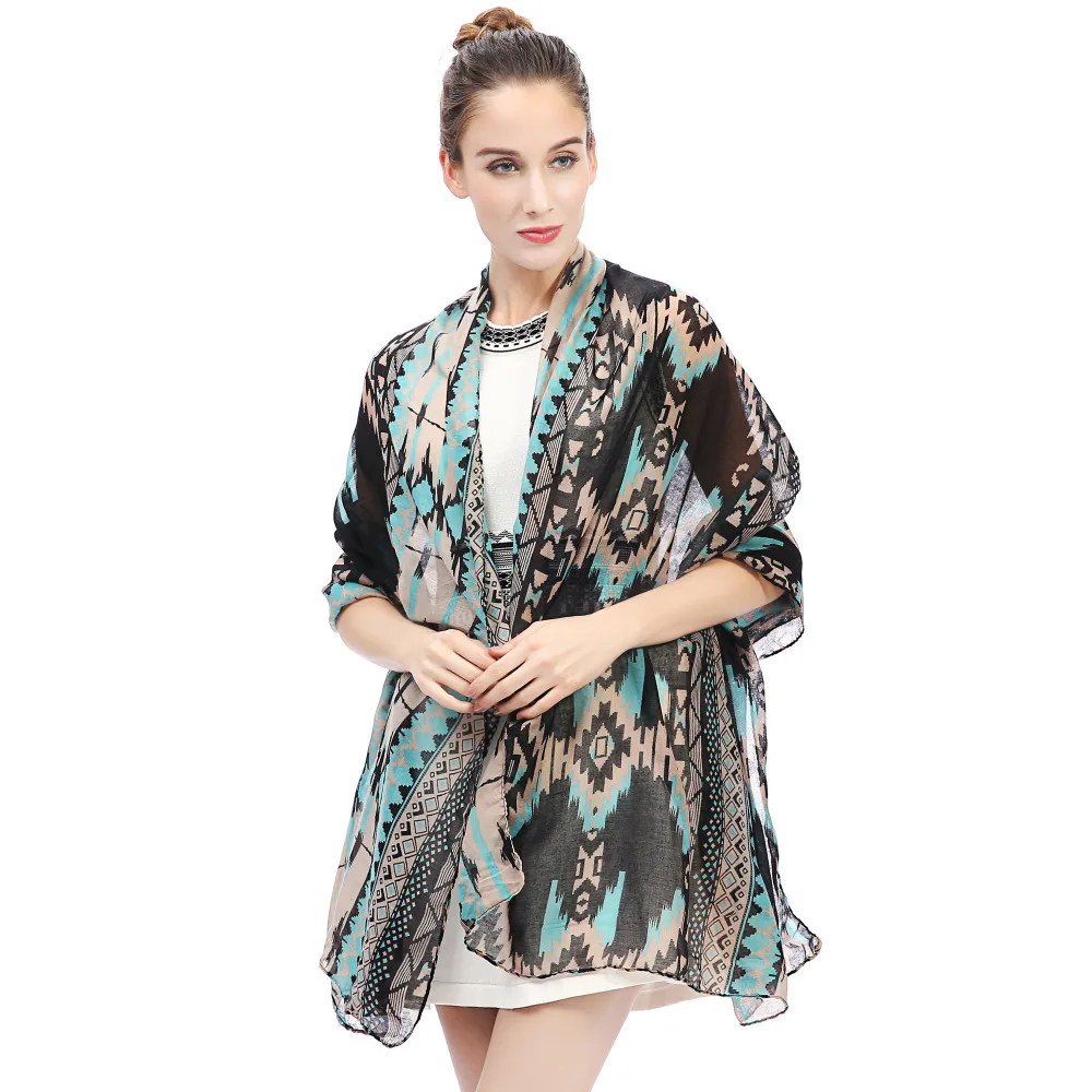 Geo Tribal печати женский Шарф Шаль Обертывание мягкий легкий|women scarf shawl|scarf shawlshawl wrap |