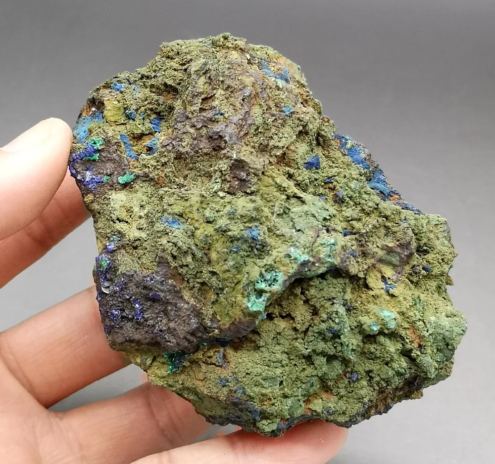 372 г натуральный Блестящий Azurite/Малахитовый симбиотический минеральный кристалл