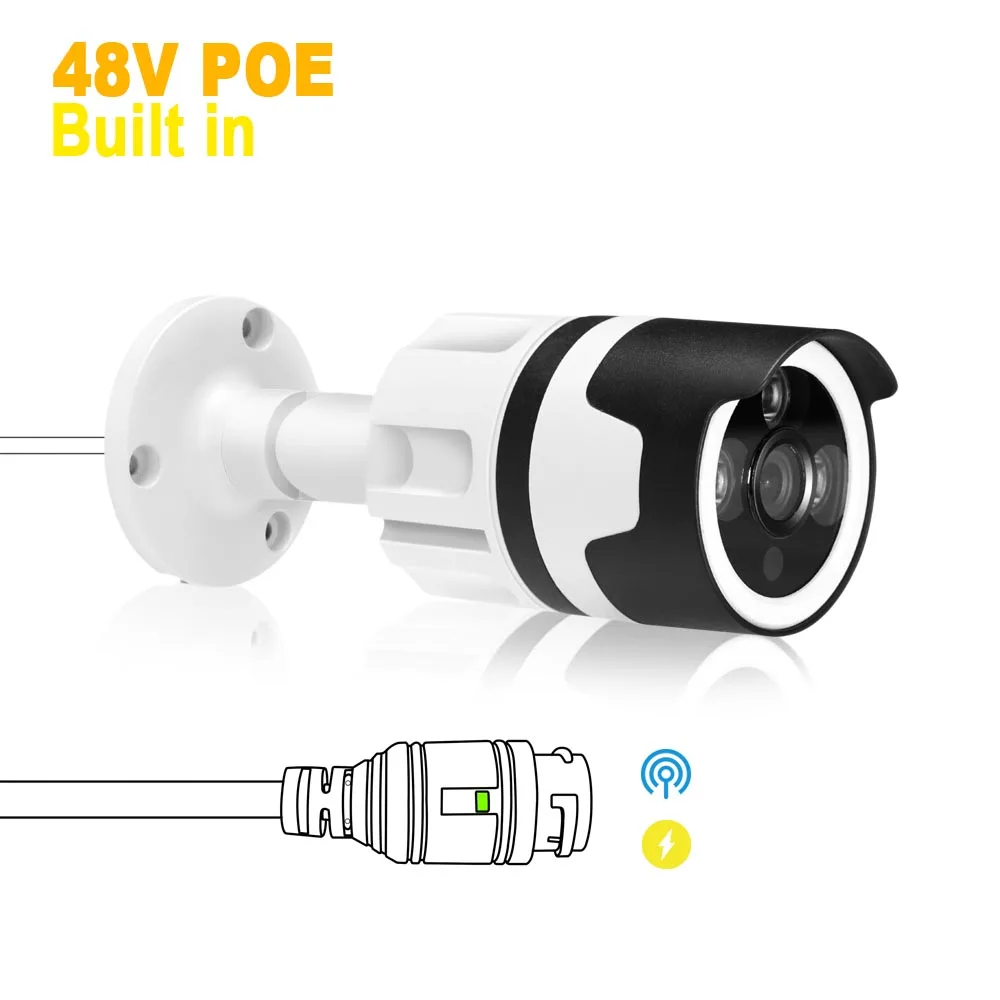 HJT Встроенный POE H.265/H.264 IP Камера 5.0MP Водонепроницаемая камера видеонаблюдения ИК