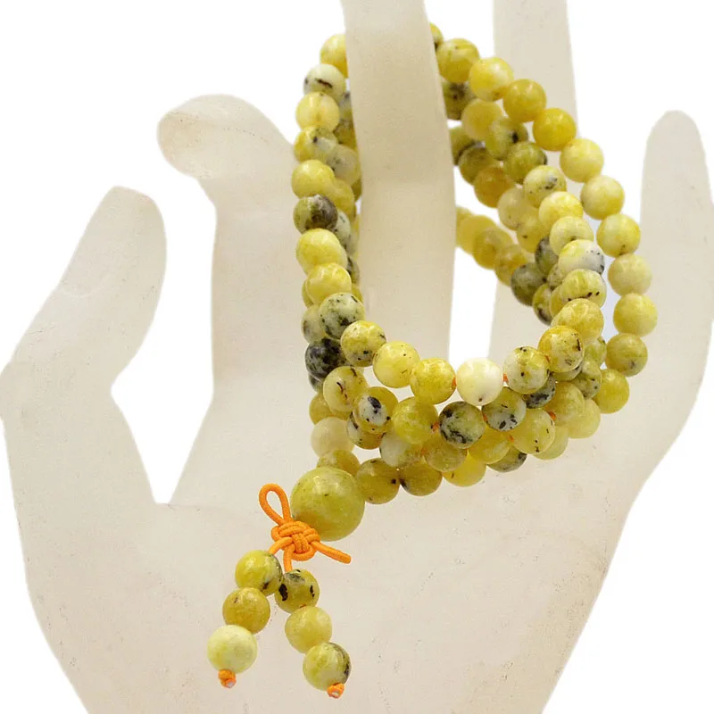 6mm 108 Prayer Yellow Tur-quoise Gem stone Round Beads Stretchy Yoga Buddha Mala Bracelet 3Pcs/lot | Украшения и аксессуары