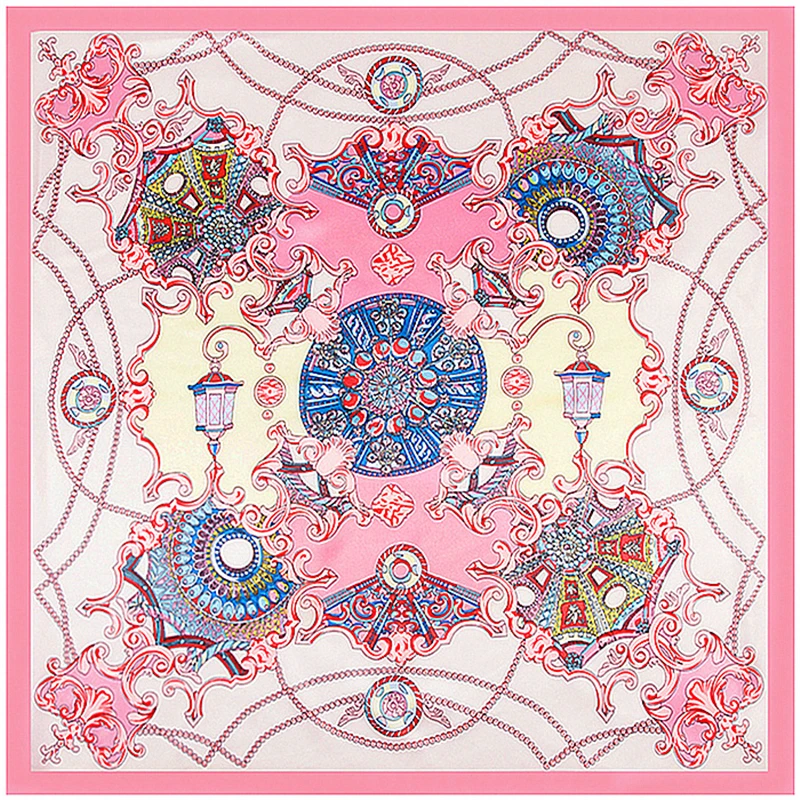 Модные европейские дворцовые цепи с принтом атласный квадратный шарф для женщин