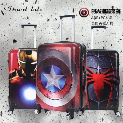 Travel tale ПК 20/24 дюймов прокатки Чемодан Spinner бренд дорожного чемодана Капитан Америка/Человек-паук/Железный человек для путешествий Чемодан