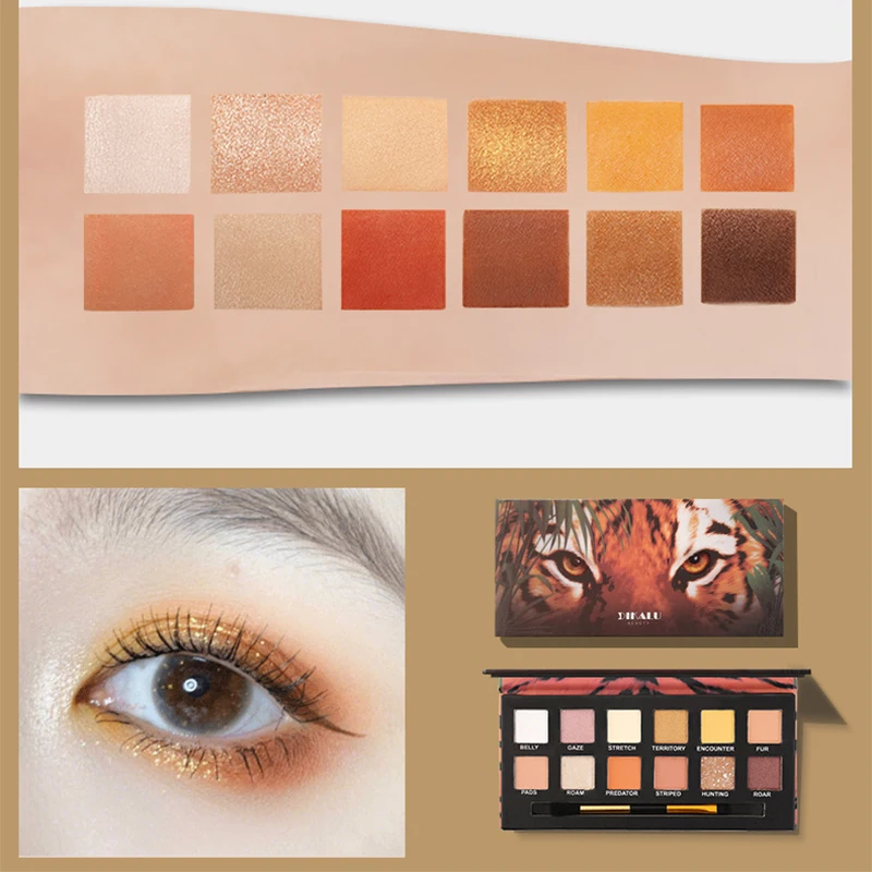 Палитра теней для век в виде животных 12 цветов стойкие матовые блестящие тени с
