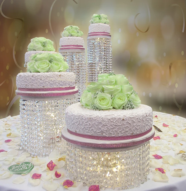 

5 шт./компл. подставка для торта с хрустальными бусинами, круглая акриловая подставка для торта на день рождения, свадьбу, вечеринку, магазин ...