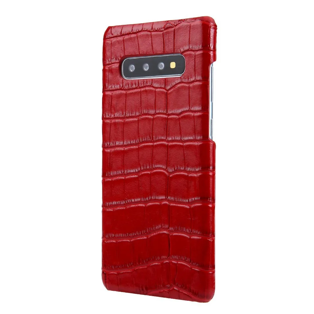 red Для samsung Galaxy S10 Plus кожаный чехол класса люкс; обувь из натуральной кожи с узором «крокодиловая кожа» задняя крышка чехол для телефона чехол для Galaxy S10 Funda - Цвет: red