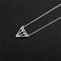 10 geometric hollow nut cone lozenge charm necklace flat polygon triangle shape hollow pendant ladies rhombus pendant necklace