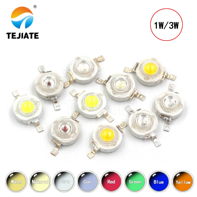 

High Power LED Chip 1W 3W Warm Cold White Red Green Blue Yellow SMD Light Bead