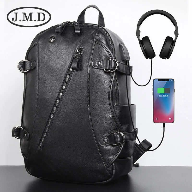 J.M.D новинка 2019 рюкзак из натуральной кожи USB наппа кожаная сумка для компьютера