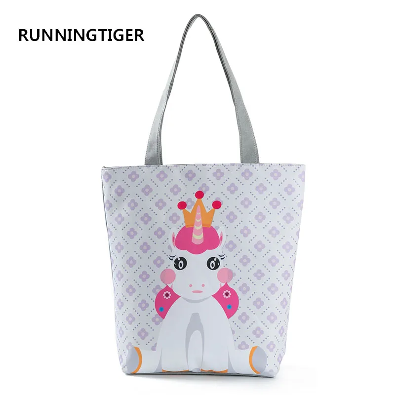 RUNNINGTIGER Сумка тоут с принтом единорога из мультфильма Женская холщовая
