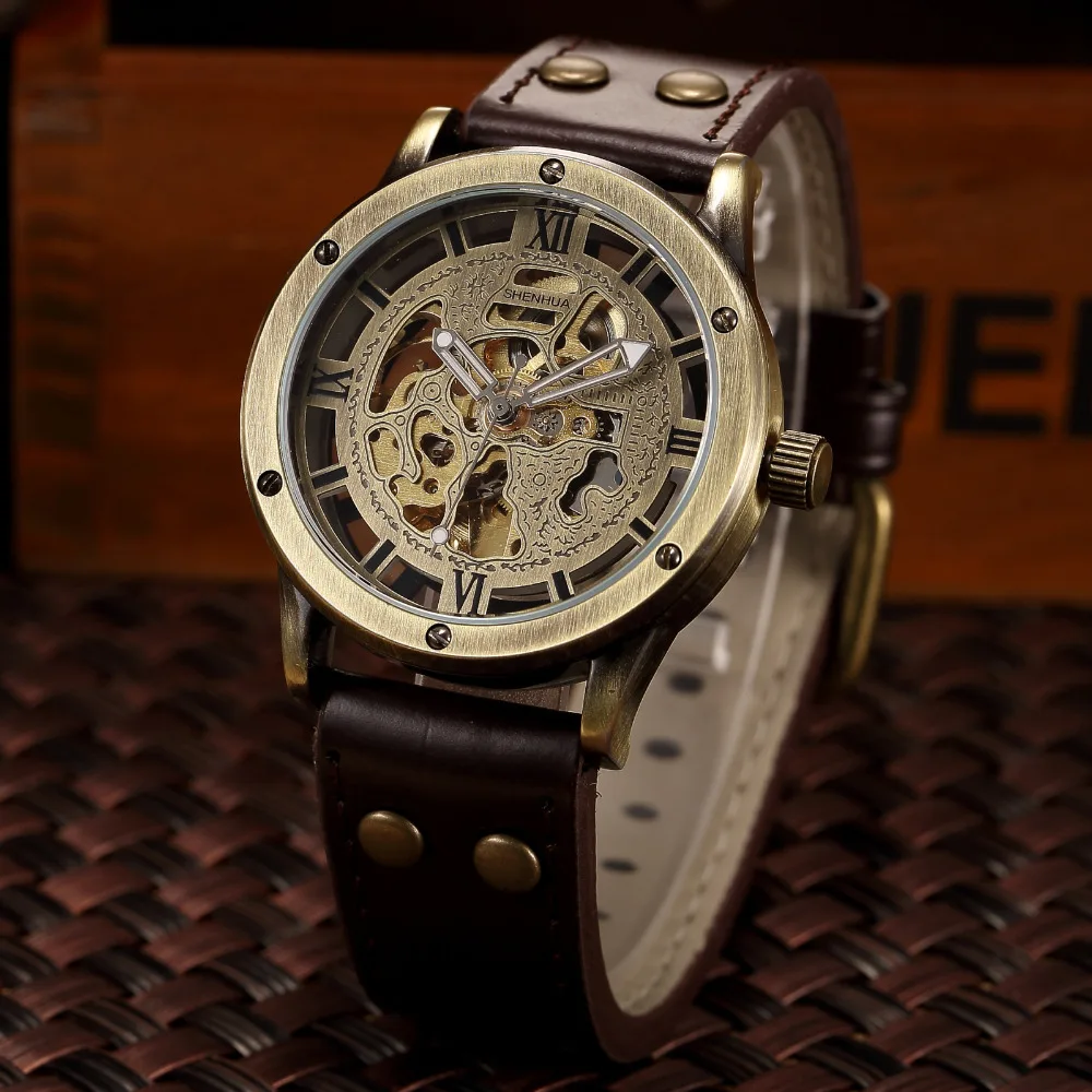 Часы скелетоны Мужские автоматические винтажные механические наручные с