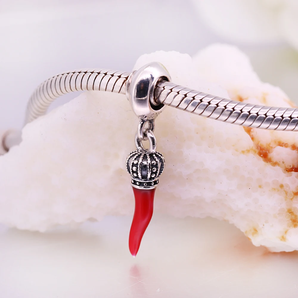 RainMarch красные Серебряные бусы с перцем чили подходят для браслетов Pandora, 925 Серебряные Оригинальные бусины, ювелирные аксессуары