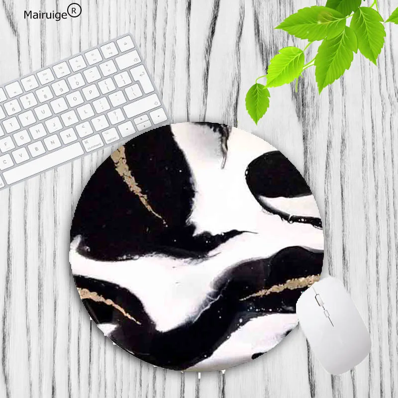 Большой игровой круглый коврик для мыши Mairuige с акварельным мрамором скоростной