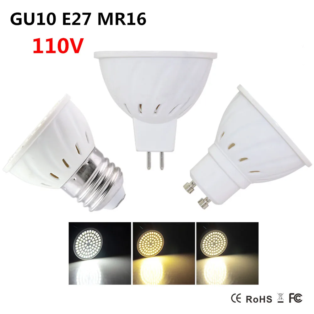 Светодиодный прожектор 2835 SMD 110 В MR16 E27 GU10 светодиодные лампы Bombillas