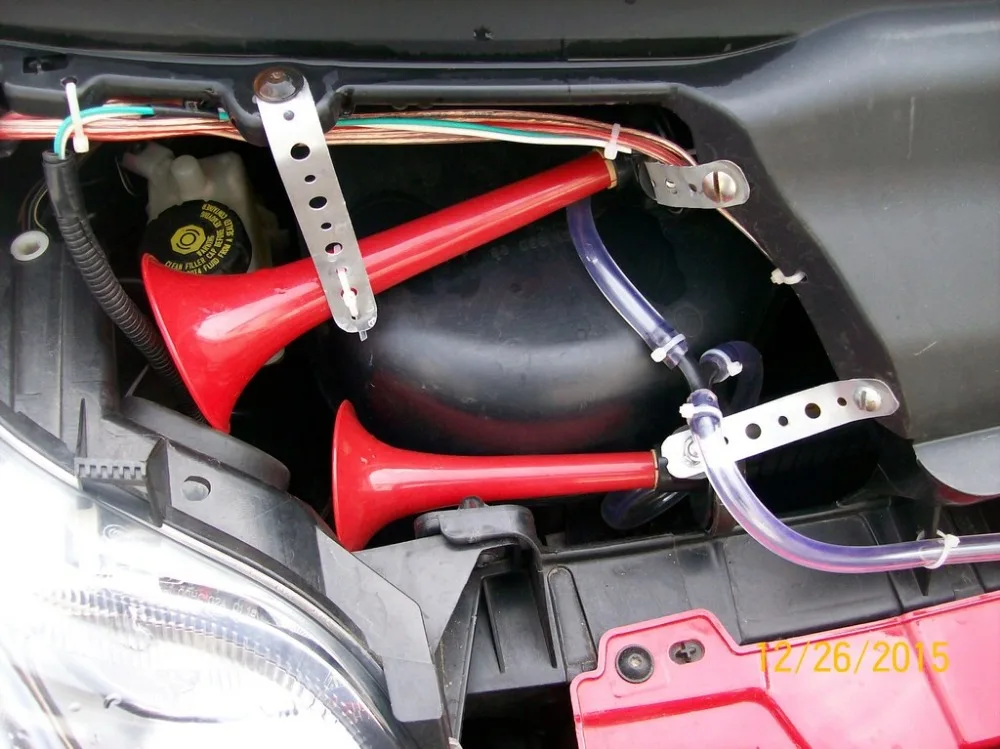 Бесплатная доставка Красный Серебряный громкий 12 В 135дб двойная труба звуковой