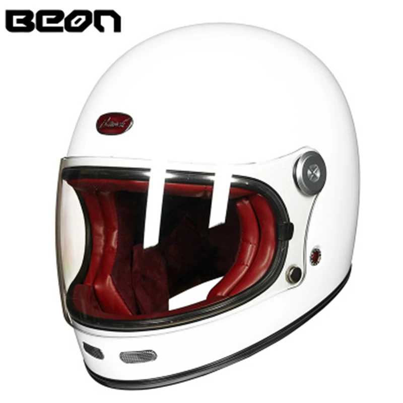 BEON B-510 шлем для мотокросса из углеродного волокна beon 510 винтажные мотоциклетные профессиональные Ретро шлемы ECE Сертификация - Цвет: Bright white