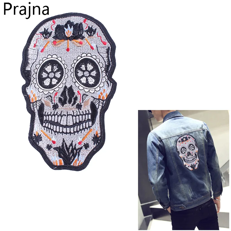 Prajna панк рок череп готическая нашивка Байкерская вышивка дешевые нашивки для