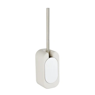 white with chrome Пластиковая щетка для унитаза ABS Чистящая Щетка для туалета держатель пластиковые аксессуары для ванной комнаты no dill no винт - Цвет: white with chrome